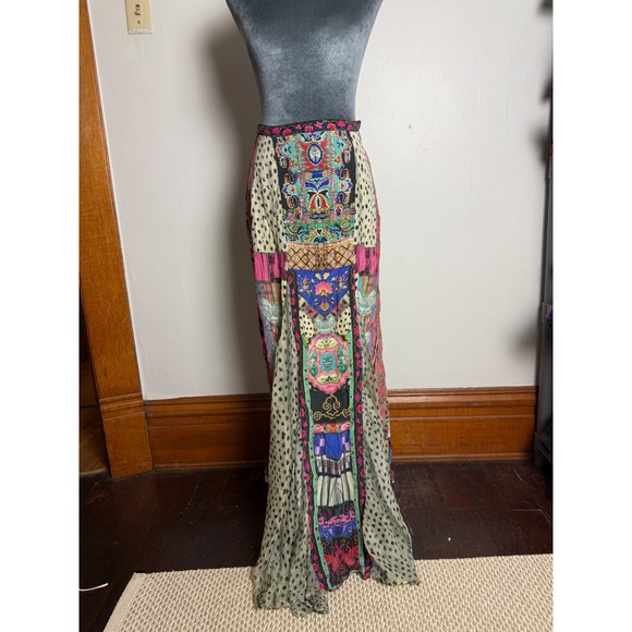 Camilla Dresses & Skirts - Camilla Silk Embellished Patchwork Maxi Skirt XS Bohemian boho indie ren faire